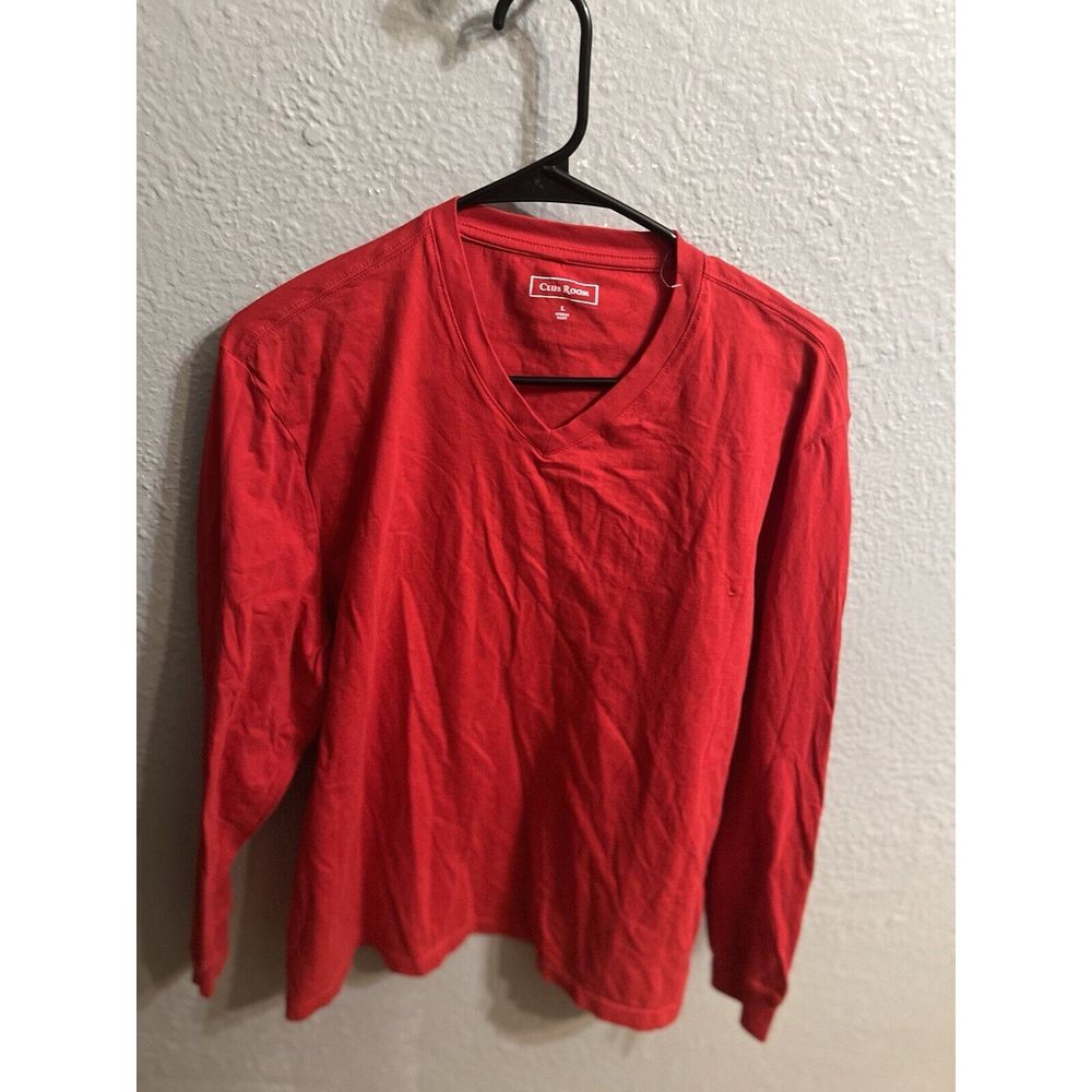 Charter Club Womens‎ Red Long Sleeve V Neck T-Shirt Size Large